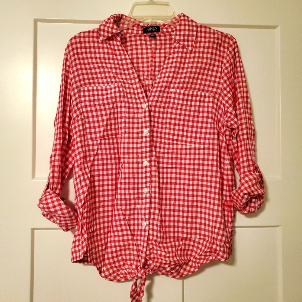 Pink plaid button-up